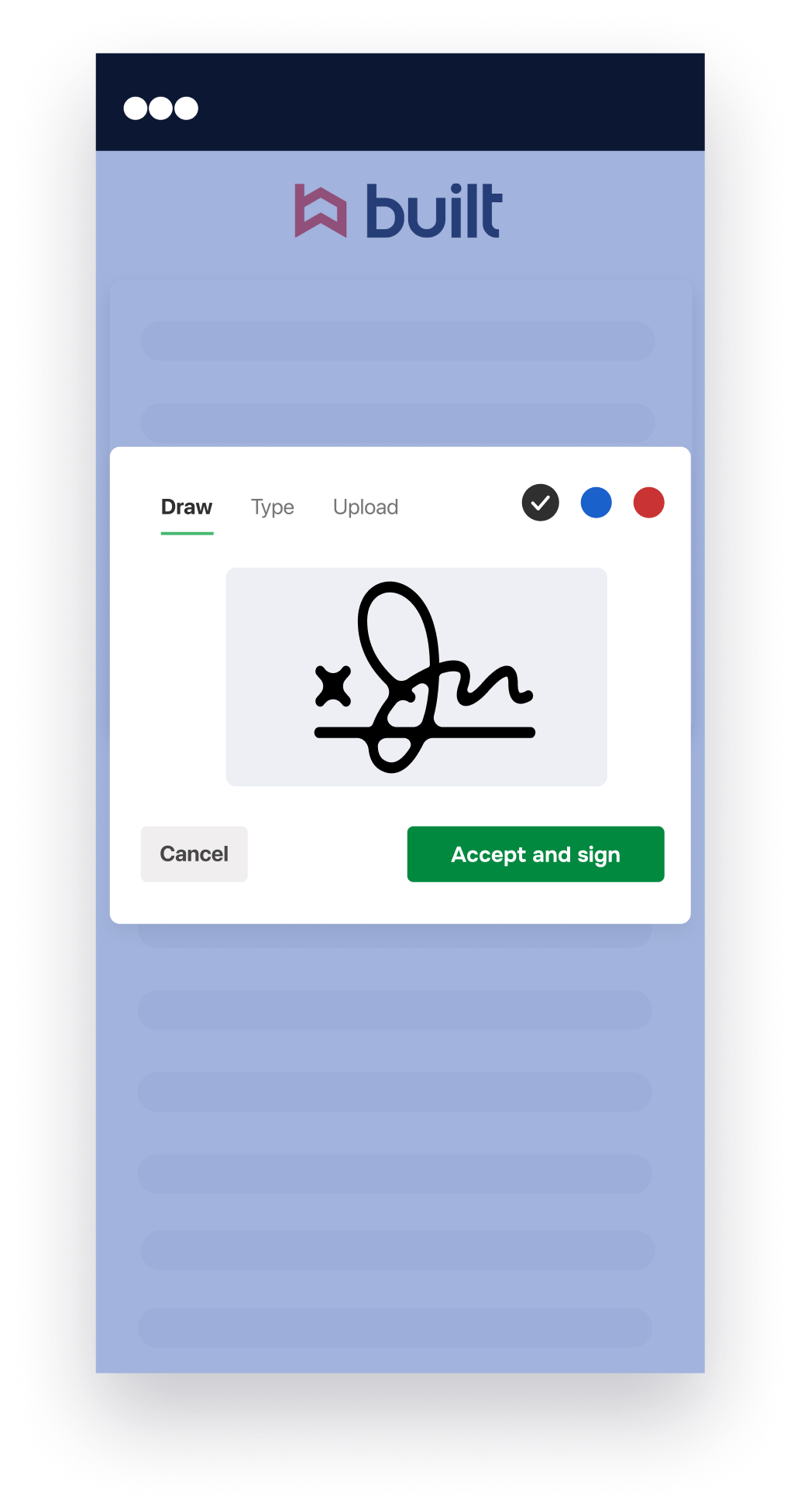 Signing a lien waiver in the Built mobile experience