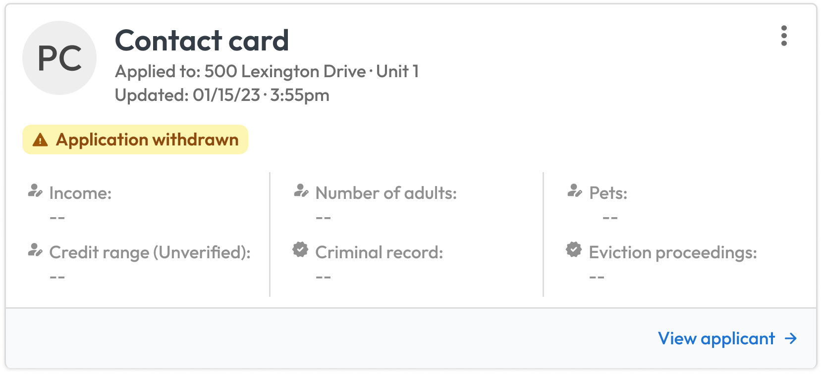 Before: applicant card variations