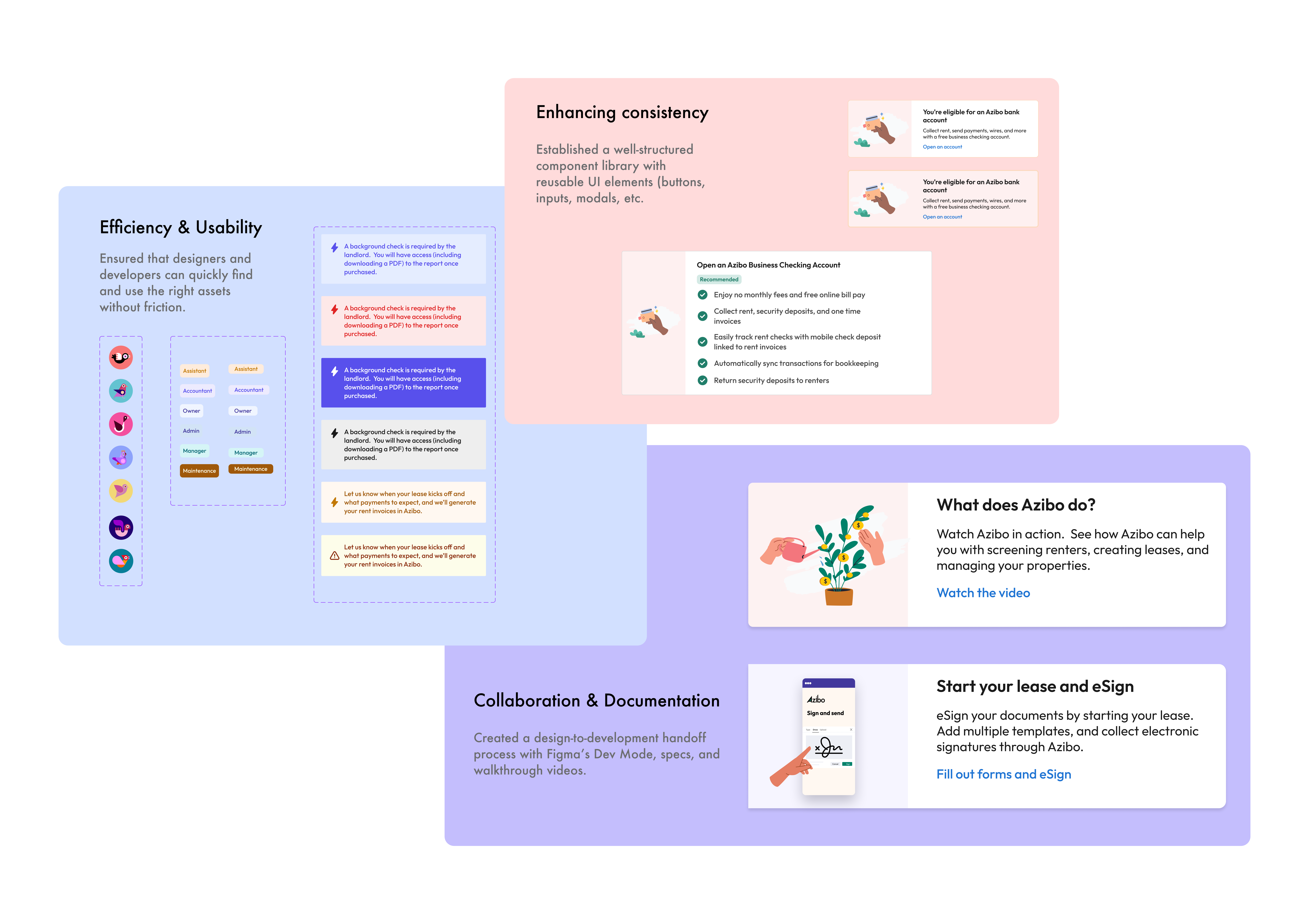 Azibo design system revamp — efficiency, consistency, and collaboration pillars